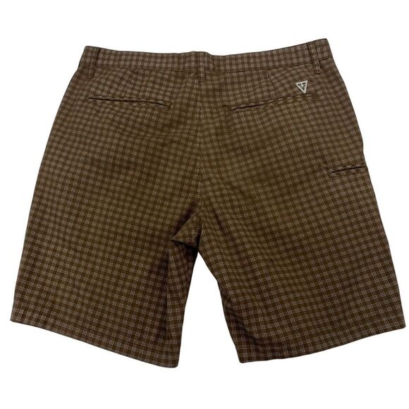 Vurt Chino Shorts Men's Size 36 Brown Check Flat Front High Rise Outdoor - Picture 2 of 10